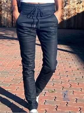 $220 BEVY FLOG Shely Navy Snake Drawstring Pant Size 30